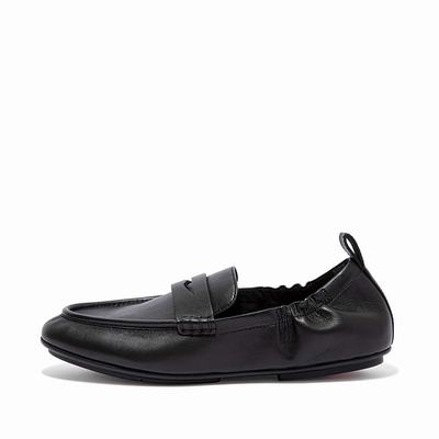 Fitflop ALLEGRO Leather Penny Loafers Dames Zwart | FVI394567