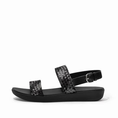 Fitflop BARRA Silky Weave Back-Strap Sandalen Dames Zwart | AYE695402