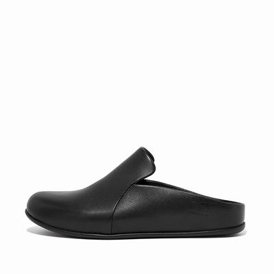 Fitflop CHRISSIE II Haus Leather Slippers Dames Zwart | URG356107