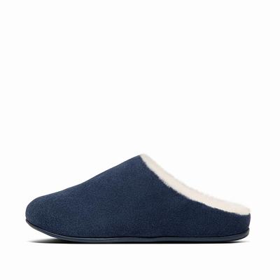 Fitflop CHRISSIE Shearling Suede Slippers Dames Donkerblauw | ONC271536