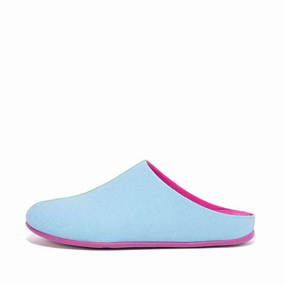 Fitflop CHRISSIE X Yinka Ilori Canvas Slippers Dames Blauw Groen | CJY185647