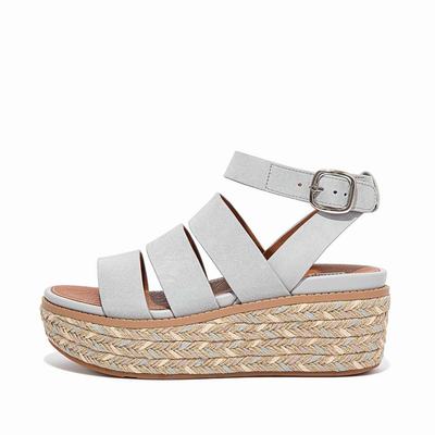 Fitflop ELOISE Espadrille Suede Sleehak Sandalen Dames Grijs | GPX739251