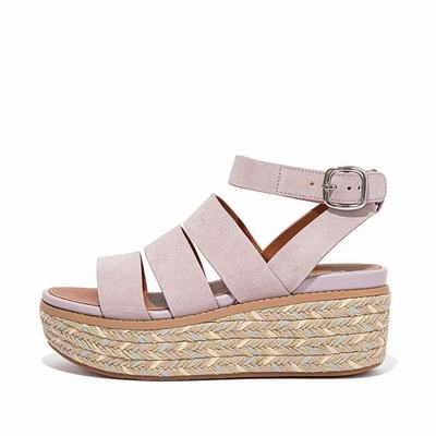 Fitflop ELOISE Espadrille Suede Sleehak Sandalen Dames Roze | HJG376418