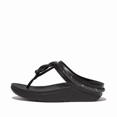 Fitflop FINO Crystal Toe-Post Sandalen Dames Zwart | CMT938021