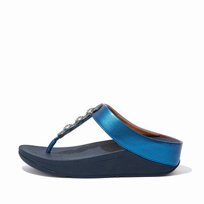 Fitflop FINO Sparkle Toe-Post Sandalen Dames Blauw | RQG906845