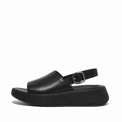 Fitflop F-MODE Leather Flatform Back-Strap Sandalen Dames Zwart | PUQ085246