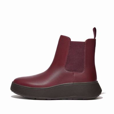 Fitflop F-MODE Leather Flatform Laarsjes Dames Bordeaux | RSG147036