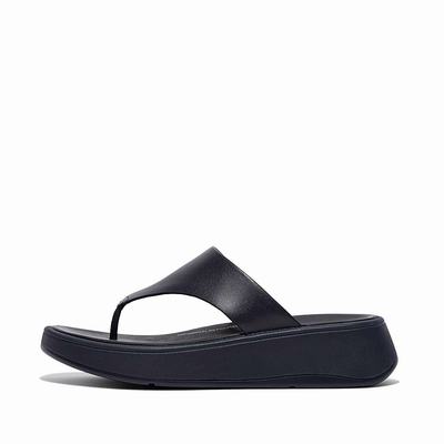 Fitflop F-MODE Leather Flatform Toe-Post Sandalen Dames Donkerblauw | BYK612987