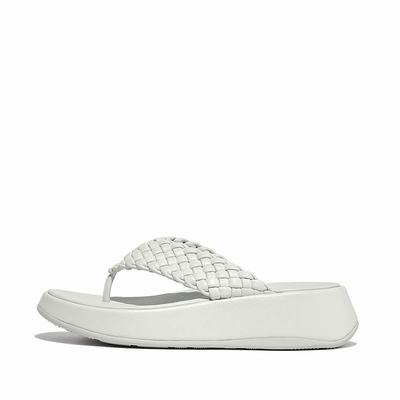 Fitflop F-MODE Woven Leather Flatform Toe-Post Sandalen Dames Blauw | VCR349167