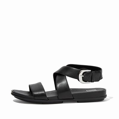 Fitflop GRACIE Buckle Leather Ankle-Strap Sandalen Dames Zwart | RAH754260