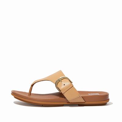 Fitflop GRACIE Buckle Leather Toe-Post Sandalen Dames Bruin | OMP528671