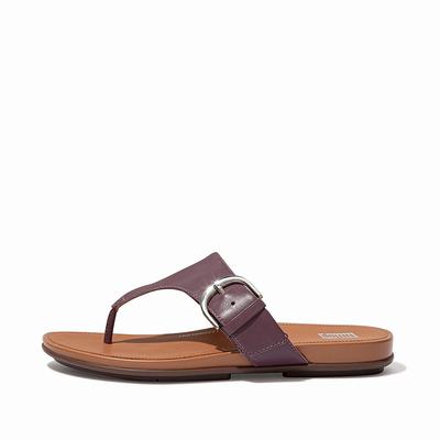 Fitflop GRACIE Buckle Leather Toe-Post Sandalen Dames Paars | QPH647230