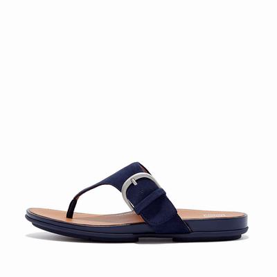 Fitflop GRACIE Buckle Suede Toe-Post Sandalen Dames Donkerblauw | QDJ019257