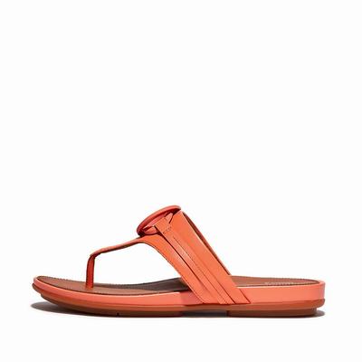 Fitflop GRACIE Circlet Leather Toe-Post Sandalen Dames Oranje Koraal | IWZ539648