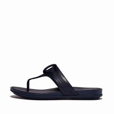 Fitflop GRACIE Circlet Leather Toe-Post Sandalen Dames Donkerblauw | NJI257463