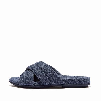 Fitflop GRACIE E01 Merino Wol-Mix Cross Slippers Dames Donkerblauw | NSC024638