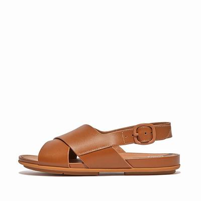 Fitflop GRACIE Leather Crisscross Sandalen Dames Lichtbruin | JLE961374