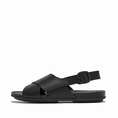 Fitflop GRACIE Leather Crisscross Sandalen Dames Zwart | RIG150486