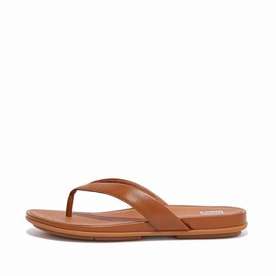 Fitflop GRACIE Leather Teenslippers Dames Lichtbruin | EZH975823