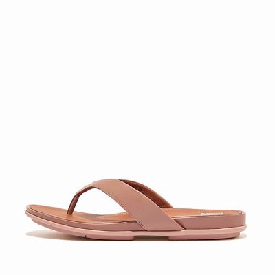 Fitflop GRACIE Leather Teenslippers Dames Roze | OIB097246