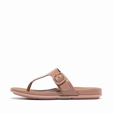 Fitflop GRACIE Matt-Buckle Leather Toe-Post Sandalen Dames Beige | BWV103246