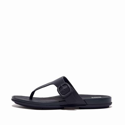 Fitflop GRACIE Matt-Buckle Leather Toe-Post Sandalen Dames Donkerblauw | TML234650