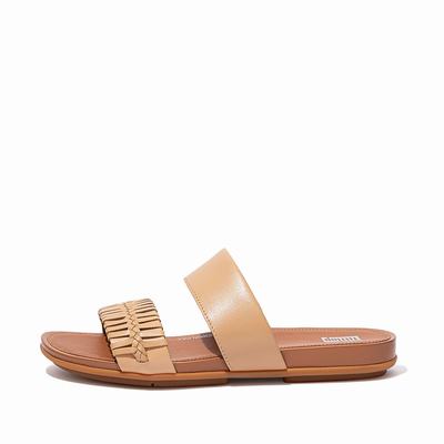 Fitflop GRACIE Wrapped Weave Slides Sandalen Dames Bruin | WOU534908