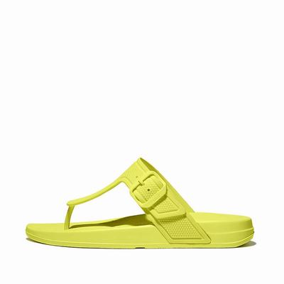 Fitflop IQUSHION Adjustable Buckle Teenslippers Dames Geel | FSV047298