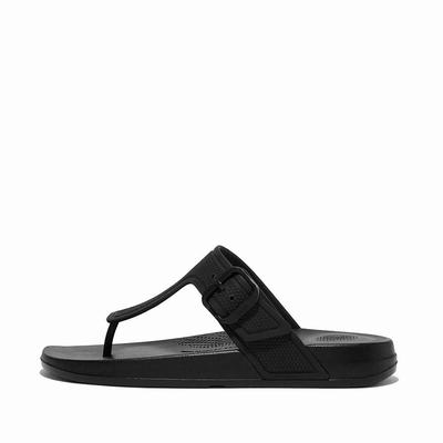 Fitflop IQUSHION Adjustable Buckle Teenslippers Dames Zwart | NEH913576