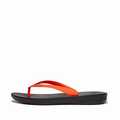 Fitflop IQUSHION Ergonomic Teenslippers Heren Zwart Oranje | QWB620459