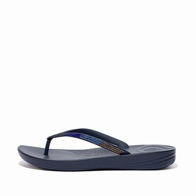 Fitflop IQUSHION Ombre Sparkle Teenslippers Dames Donkerblauw | ETG701249