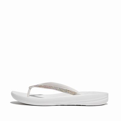 Fitflop IQUSHION Sparkle Ergonomic Teenslippers Dames Wit | PRK632984