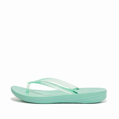 Fitflop IQUSHION Transparent Teenslippers Dames Groen | RHF547689