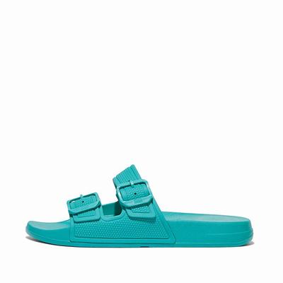 Fitflop IQUSHION Two-Bar Buckle Badslippers Dames Blauw | BFC915682