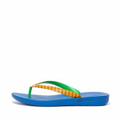 Fitflop IQUSHION X Yinka Ilori Teenslippers Heren Geel Rood | RBZ453260