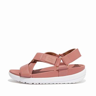 Fitflop LOOSH Leather Cross-Strap Sandalen Dames Roze | SIG896407