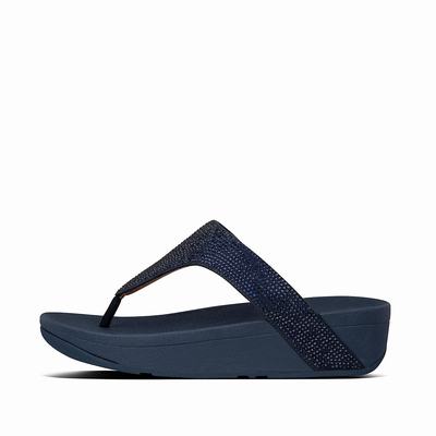 Fitflop LOTTIE Shimmercrystal Toe-Post Sandalen Dames Donkerblauw | HNS125384