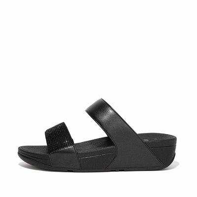 Fitflop LULU Crystal Slides Sandalen Dames Zwart | TOK492870