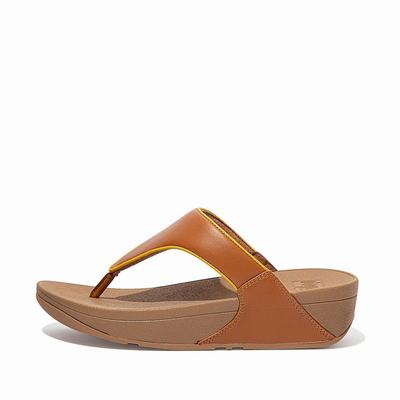 Fitflop LULU Pop Binding Leather Sandals Sandalen Dames Lichtbruin Oranje Geel | QCZ023154