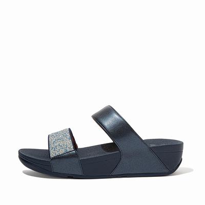 Fitflop LULU Shimmer Splash Slides Sandalen Dames Donkerblauw | GIP397280