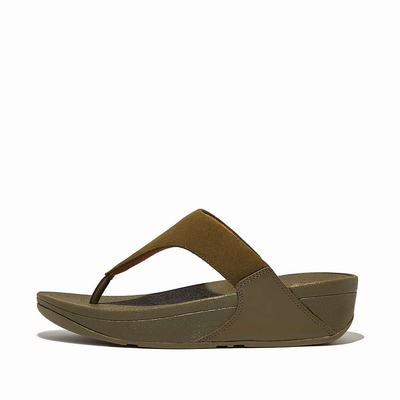 Fitflop LULU Suede Toe-Post Sandalen Dames Olijfgroen | BDM894715