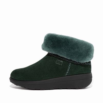 Fitflop MUKLUK SHORTY Shearling-Lined Suede Winterschoenen Dames Groen | BMU419265