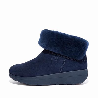 Fitflop MUKLUK SHORTY Shearling-Lined Suede Winterschoenen Dames Donkerblauw | XFS516427