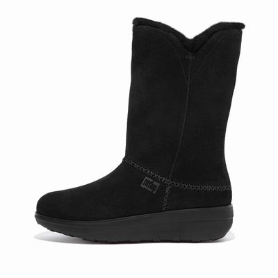 Fitflop MUKLUK Shearling-Lined Suede Calf Winterschoenen Dames Zwart | LDR659213