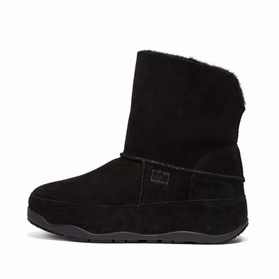 Fitflop Original MUKLUK SHORTY Double-Faced Shearling Winterschoenen Dames Zwart | NZL109467