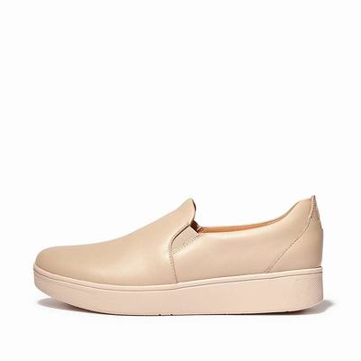 Fitflop RALLY Leather Slip-On Skate Sneakers Dames Grijs Beige | CHP725084