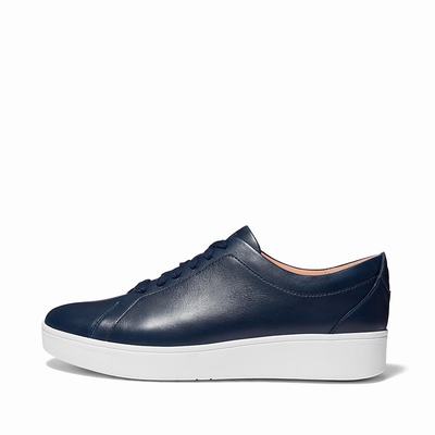 Fitflop RALLY Leather Sneakers Dames Donkerblauw | QYU341586