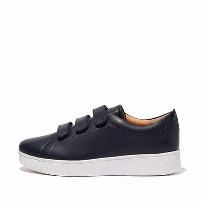 Fitflop RALLY Leather Strap Sneakers Dames Donkerblauw | DQP082146