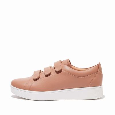 Fitflop RALLY Leather Strap Sneakers Dames Beige | FNZ418673