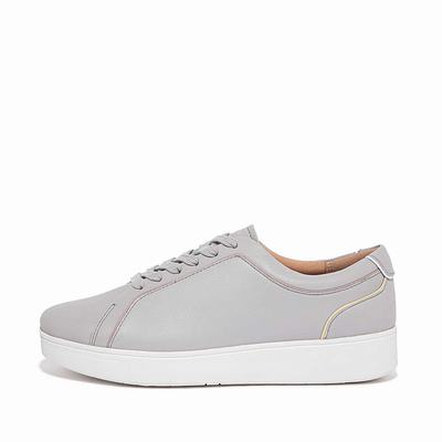 Fitflop RALLY Piping Leather Sneakers Dames Grijs | OYV694078